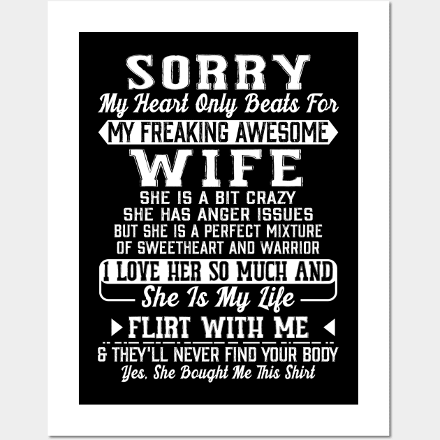 My Heart Only Beats For My Freaking Awesome Wife Wall Art by Danielsmfbb